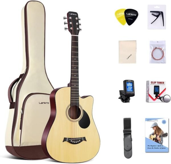 6135zJK9aJL._AC_SL1100_ Lankro 38 Inch Acoustic Guitar A10 Review Perfect Beginner Kit with Complete Accessories