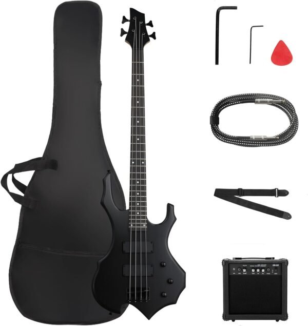 619efqH6z9L._AC_SL1500_ Ktaxon Electric Bass Guitar Matte Black Review Full Set with 20W Amplifier