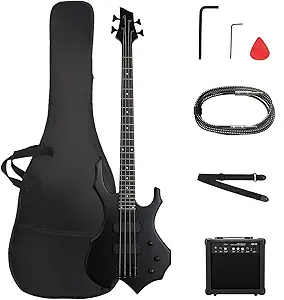 619efqH6z9L.__AC_SX300_SY300_QL70_FMwebp_ Ktaxon Electric Bass Guitar Matte Black Review Full Set with 20W Amplifier