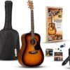 61N1hgPXnXL.__AC_SY300_SX300_QL70_ML2_ Yamaha GigMaker Standard Acoustic Guitar Review for Beginners with Complete Accessory Bundle