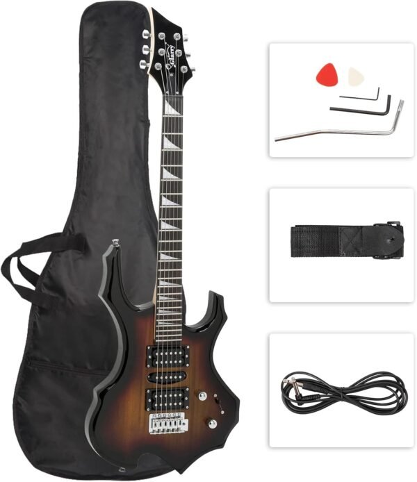 61R1466BTfL._AC_SL1500_ Glarry Burning Fire Electric Guitar Review Perfect Beginner Kit with Accessories