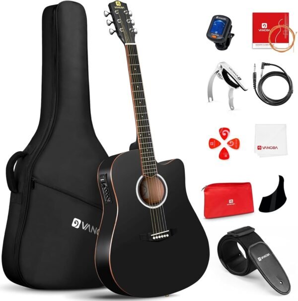 61ZXBLQ6X2L._AC_SL1500_ Vangoa Acoustic Electric Guitar Review Full Size Beginner Bundle with Built-in Pickups