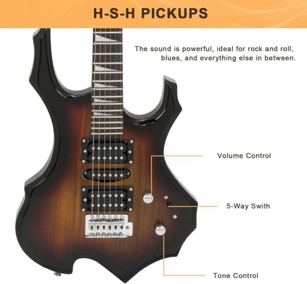 61mlAoLaoaL._AC_SL1500_ Glarry Burning Fire Electric Guitar Review Perfect Beginner Kit with Accessories