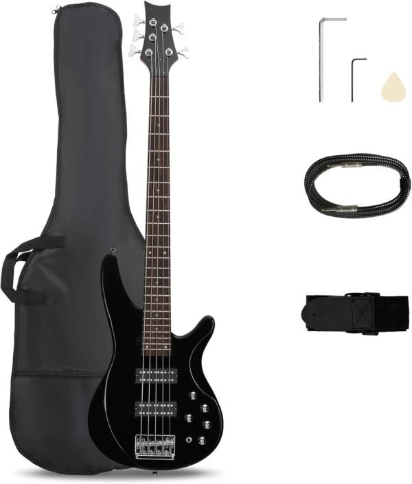 61pXdPczNbL._AC_SL1500_ Ktaxon 5 String Electric Bass Guitar Review Full Size Kit for Beginners