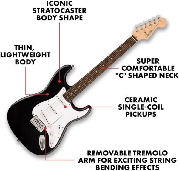 61wrvl0nh2L._AC_SL1024_ Fender Squier Debut Series Stratocaster Electric Guitar Review Perfect for Beginners