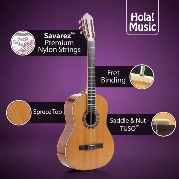 710TFdIKq1L._AC_SL1500_ Review of Hola! Music HG-39GLS Classical Guitar Full Size with Free Gig Bag