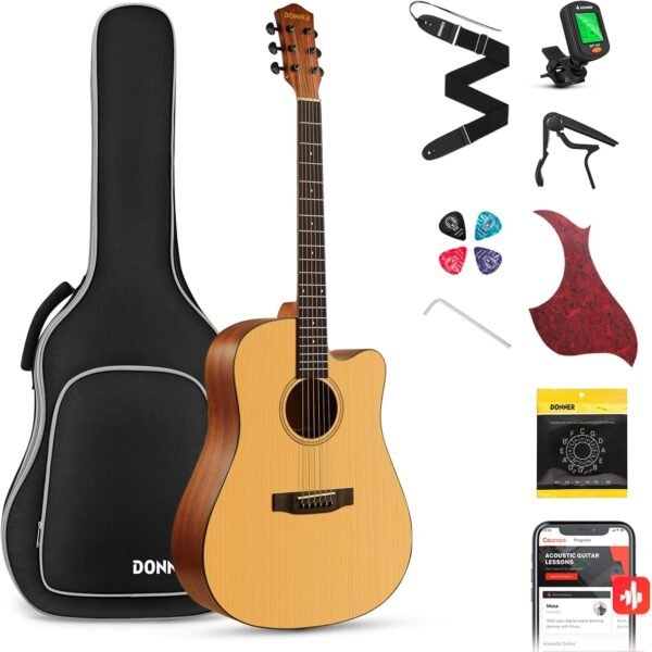 711N3LgpJ6L._AC_SL1500_ Donner DAG-1C Acoustic Guitar Review Beginner Bundle with Accessories and Rich Sound Quality