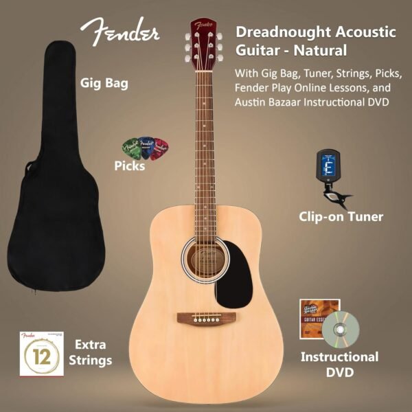 712txrukMsL._AC_SL1500_ Fender FA Series Dreadnought Acoustic Guitar review for beginners with full bundle insights