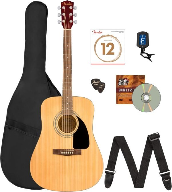 714BHUoEPjL._AC_SL1500_ Fender FA-115 Dreadnought Acoustic Guitar review perfect for beginners with full accessory bundle