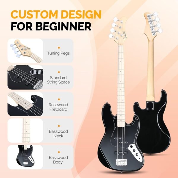 715EA9tunmL._AC_SL1500_ GLARRY Gjazz Electric Bass Guitar Review Stylish 4-String Bass with AMP Included