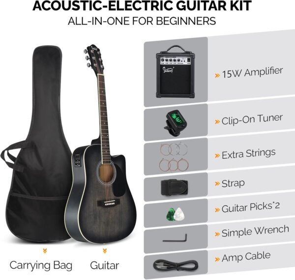 715Kk1dllqL._AC_SL1500_ Review of GLARRY AEG-Black-70 Acoustic Electric Guitar Beginner Kit with Amp and Accessories