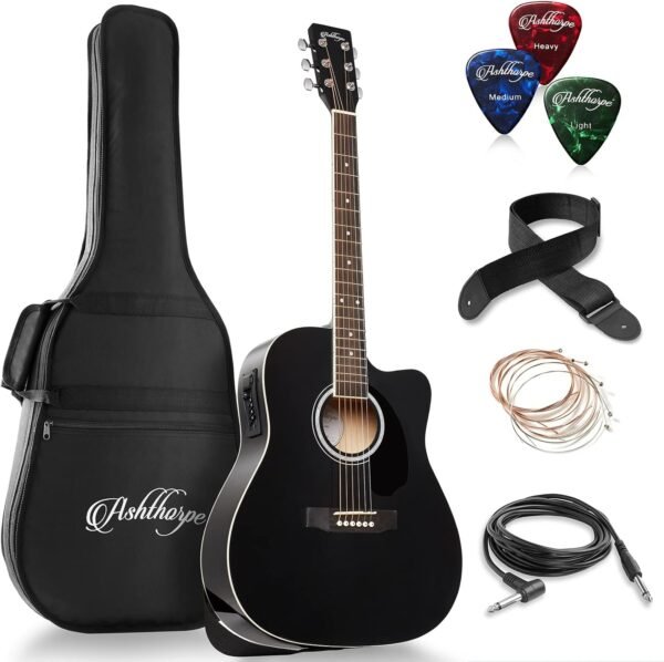 716TNS6OGPL._AC_SL1500_ Ashthorpe Acoustic-Electric Guitar Review Full-Size Dreadnought Cutaway Bundle with Premium Features