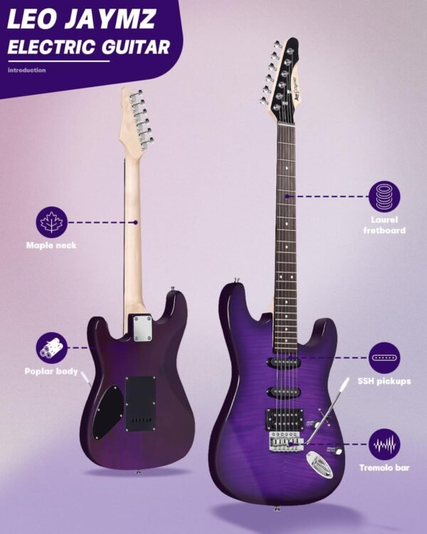 716swpmT9cL._AC_SL1500_ Leo Jaymz 39" Electric Guitar Starter Kit Review with SSH Pickup and 5W Amp