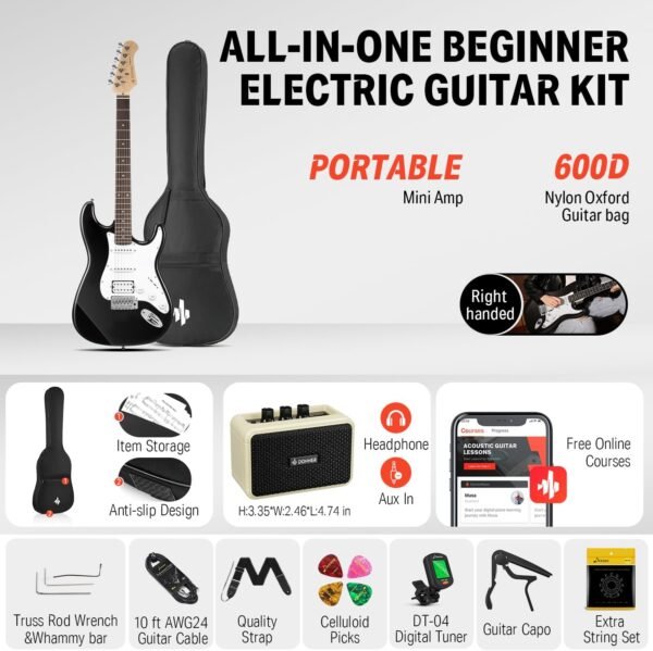 717zFbohSCL._AC_SL1500_ Donner DST-100B Electric Guitar Review Complete Beginner Kit with Amplifier and Accessories
