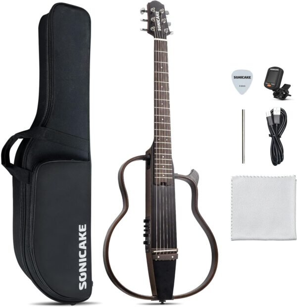 71CsjXBMqcL._AC_SL1500_ SONICAKE Travel Guitar QGT-01 review Solid Mahogany Portable Acoustic-Electric Guitar Features
