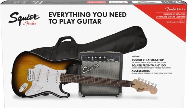 71EcWgoloIL._AC_SL1500_ Fender Squier Stratocaster Electric Guitar Pack Review Brown Sunburst for Beginners