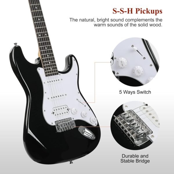 71JsbCs8xvL._AC_SL1500_ SAYHA Electric Guitar Review Solid Full-Size Beginner Kit with HSS Pickups and Amp