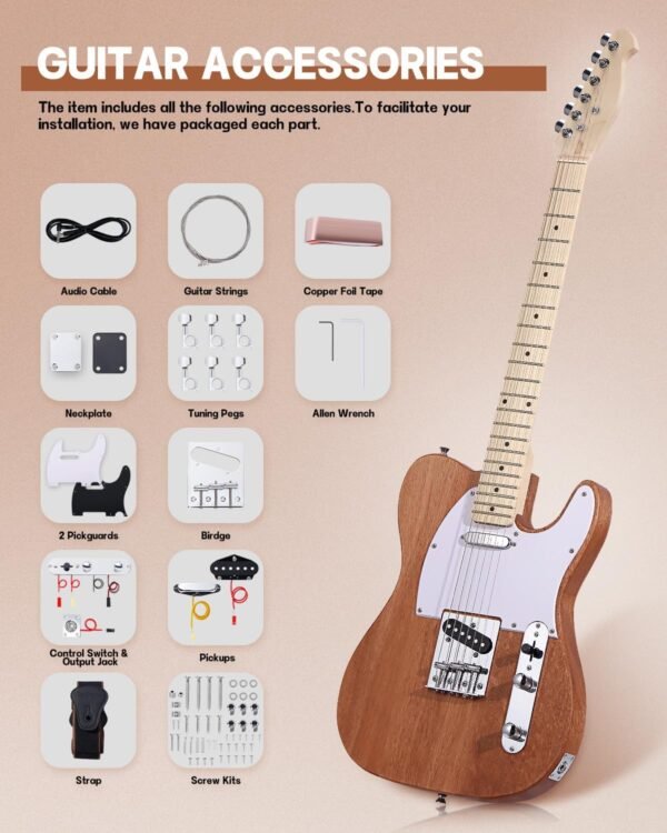 71Kp34rClgL._AC_SL1500_ Leo Jaymz DIY Electric Guitar Kit Review Mahogany Body Maple Neck Detailed Analysis