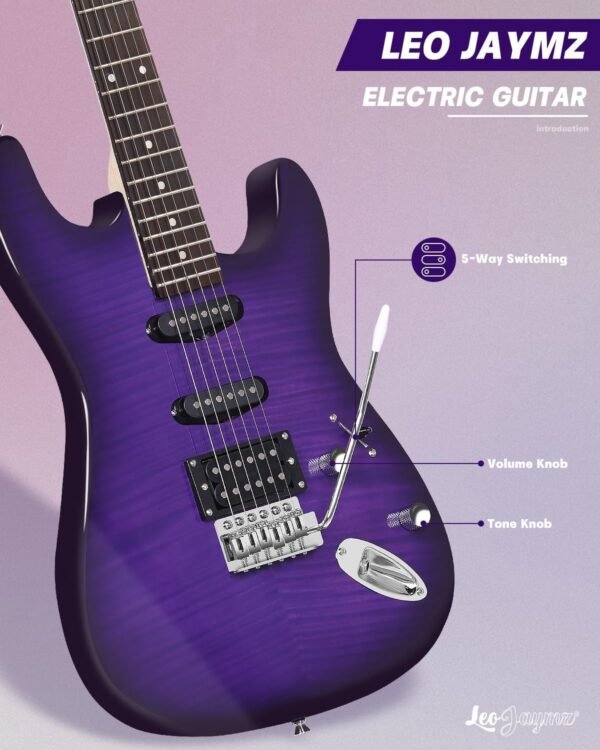 71NkDldYnHL._AC_SL1500_ Leo Jaymz 39" Electric Guitar Starter Kit Review with SSH Pickup and 5W Amp