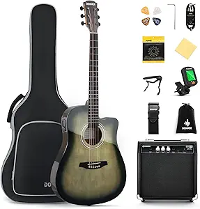 Donner Acoustic Electric Guitar Review Full Size Beginner Kit with Amplifier and Accessories