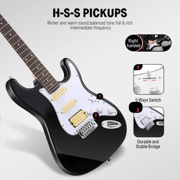 71ZR6aM2InL._AC_SL1500_ Donner DST-100B Electric Guitar Review Complete Beginner Kit with Amplifier and Accessories