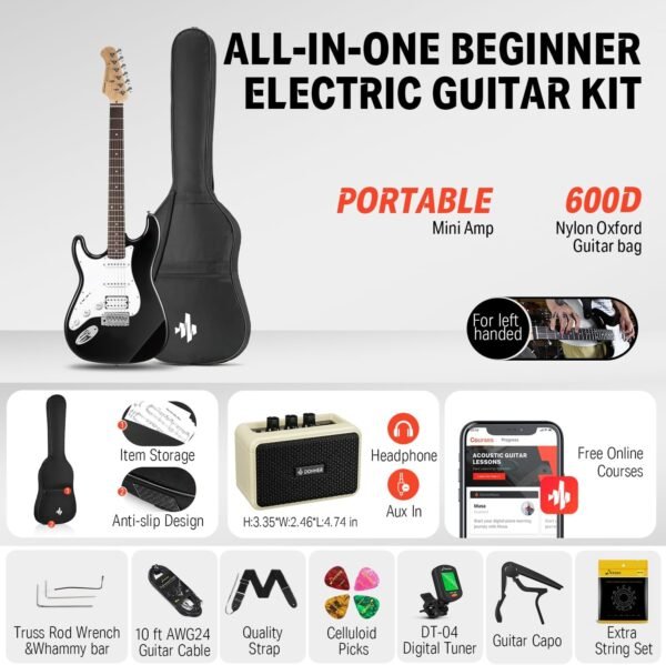 71a6keQOozL._AC_SL1500_-1 Donner 39 Inch Left-Handed Electric Guitar Review Beginner-Friendly Full-Size Kit with Amplifier