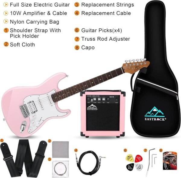 71br6Hu-TxL._AC_SL1500_ EASTROCK Electric Guitar 39" Review Full Beginner Kit with Amp and Accessories
