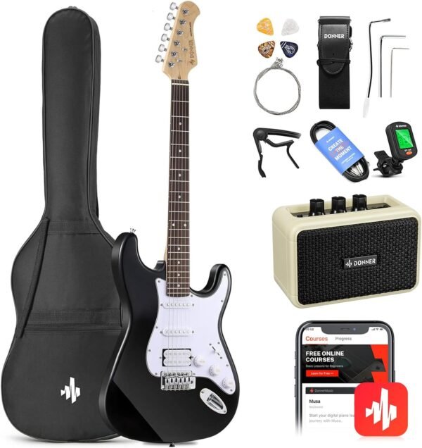 71hKMNEYnHL._AC_SL1500_ Donner DST-100B Electric Guitar Review Complete Beginner Kit with Amplifier and Accessories