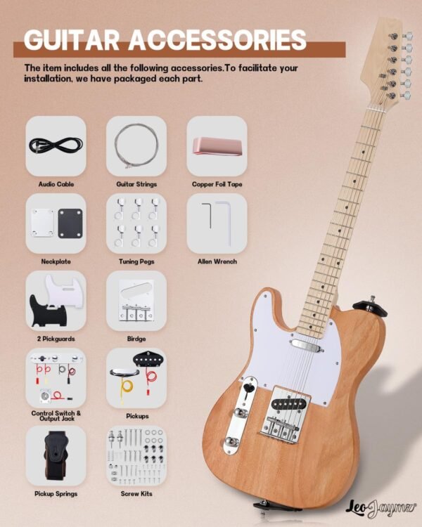 71iTFe6jloL._AC_SL1500_ Leo Jaymz DIY TL Lefthand Electric Guitar Kit Review Mahogany Body Maple Neck