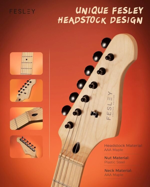 71l1ctazyxL._AC_SL1500_ Fesley FST350M Electric Guitar Review Perfect for Beginners with Stunning Morandi Sunset Design