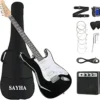 71nCZ0A-TLL.__AC_SY300_SX300_QL70_FMwebp_ SAYHA Electric Guitar Review Solid Full-Size Beginner Kit with HSS Pickups and Amp
