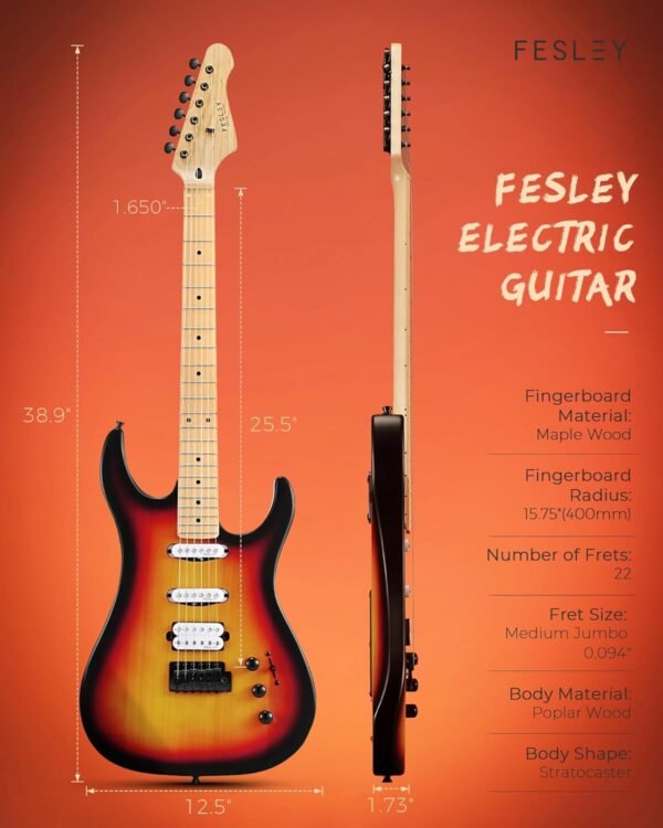 71oDwxp9FoL._AC_SL1500_ Fesley FST350M Electric Guitar Review Perfect for Beginners with Stunning Morandi Sunset Design