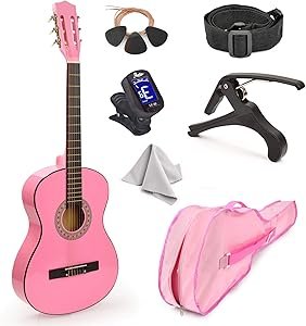 71q44L-ZuL._AC_SY300_SX300_ Master Play Pink 30" Classical Guitar Review for Kids and Beginners