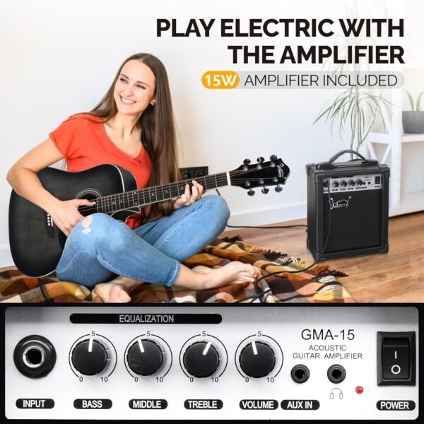 71qnBHirBlL._AC_SL1500_ Review of GLARRY AEG-Black-70 Acoustic Electric Guitar Beginner Kit with Amp and Accessories