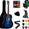 71tBIm05A7L.__AC_SY300_SX300_QL70_ML2_ YMC 38" Blue Acoustic Guitar Beginner Package Review with Accessories and Tuner