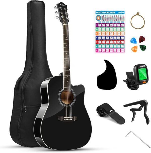 71vmgKueV6L._AC_SL1500_ Moukey MK3000 Acoustic Guitar Review Best Beginner Full-Size Steel-String Guitar Black