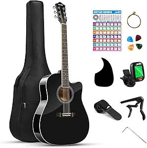 71vmgKueV6L.__AC_SX300_SY300_QL70_FMwebp_ Moukey MK3000 Acoustic Guitar Review Best Beginner Full-Size Steel-String Guitar Black