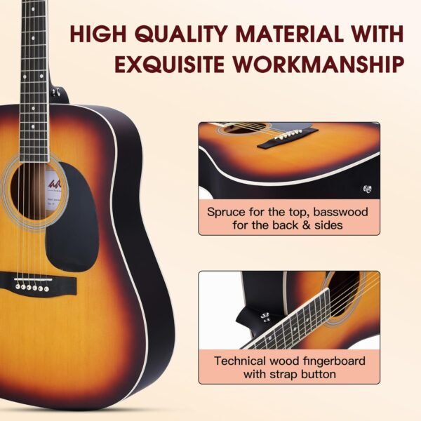 812F8K-WXuL._AC_SL1500_ ADM Dreadnought Acoustic Guitar Kit Review Perfect for Beginners with Complete Starter Bundle