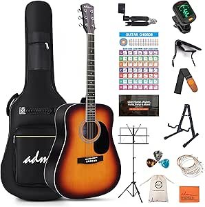 818KYwBxQiL.__AC_SX300_SY300_QL70_ML2_ ADM Dreadnought Acoustic Guitar Kit Review Perfect for Beginners with Complete Starter Bundle