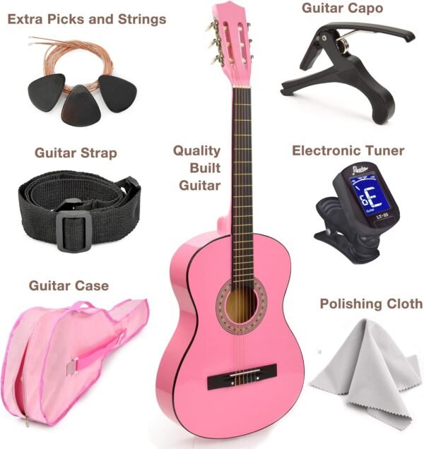 81AF8OHRjLL._AC_SL1500_ Master Play Pink 30" Classical Guitar Review for Kids and Beginners