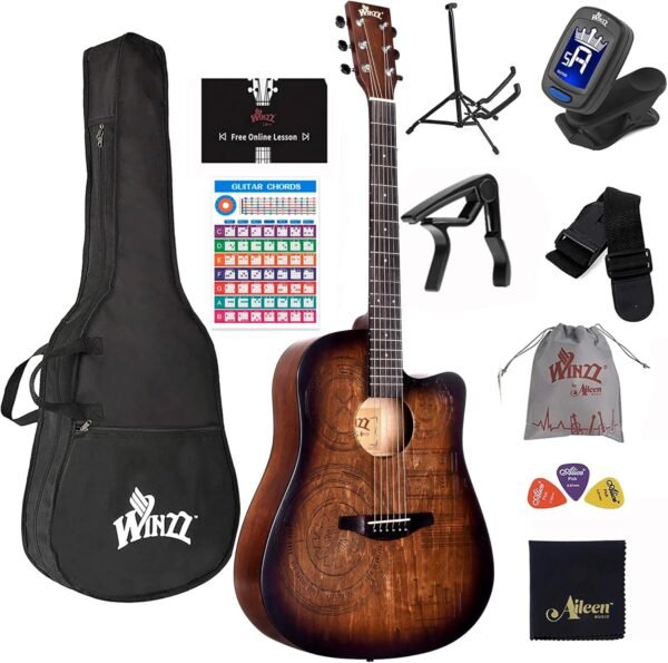 81AtcR0IVsL._AC_SL1500_ Review of WINZZ AF-H00LC Acoustic Guitar Starter Bundle for Beginners