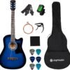 81FYpX68mL._AC_SL1500_ Review of Joymusic 38 Inch Acoustic Guitar Kit for Beginners Blueburst