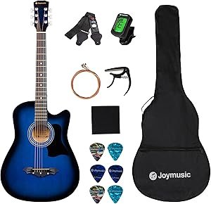 81FYpX68mL._AC_SY300_SX300_ Review of Joymusic 38 Inch Acoustic Guitar Kit for Beginners Blueburst