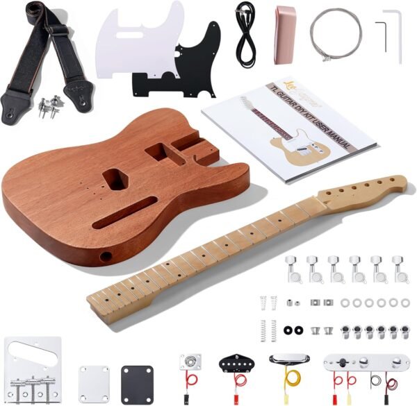 81J2Xj9-iKL._AC_SL1500_ Leo Jaymz DIY Electric Guitar Kit Review Mahogany Body Maple Neck Detailed Analysis