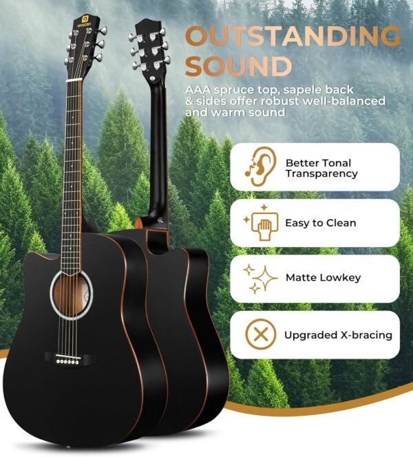 81arXnmqWfL._AC_SL1500_ Vangoa Left Handed Guitar Review Perfect Beginner Acoustic Kit with Full Size Design
