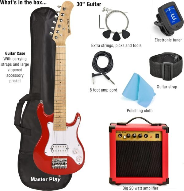 81cTFrJEBkL._AC_SL1500_ Review of Master Play 30 Inch Electric Guitar Starter Kit for Beginners