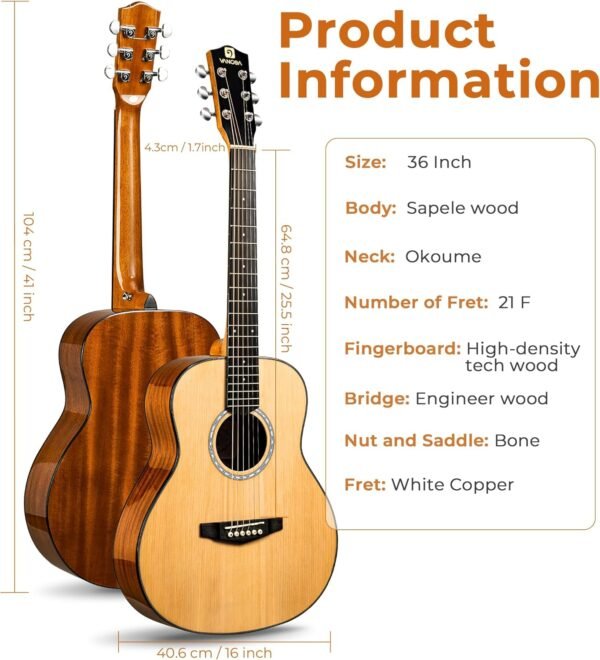 81fKe4VSYQL._AC_SL1500_ Vangoa 3/4 Acoustic Guitar Review Best Beginner Kit with Spruce Top and Accessories