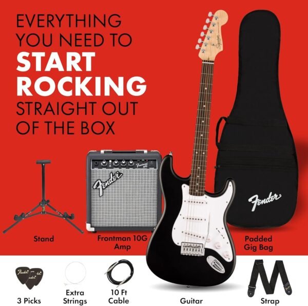 81n96uIBxTL._AC_SL1500_ Fender Squier Stratocaster Electric Guitar Kit Review Perfect for Beginners with Frontman Amp