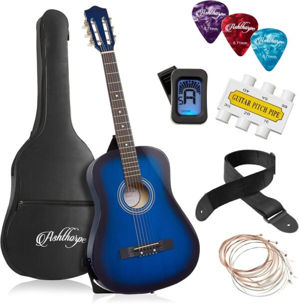81nED3RDPL._AC_SL1500_ Ashthorpe 38-inch Beginner Acoustic Guitar review perfect starter kit for musicians
