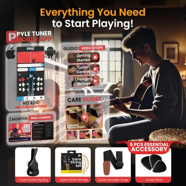 81obPmclUHL._AC_SL1500_ Pyle Acoustic Electric Guitar PGA500BR review exploring sound, design, and beginner-friendly features